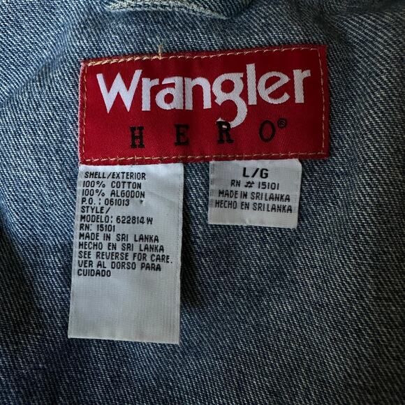 Vintage Wrangler Hero Jean Jacket Medium Blue Denim Scott Band Men's Size Large - Picture 4 of 9